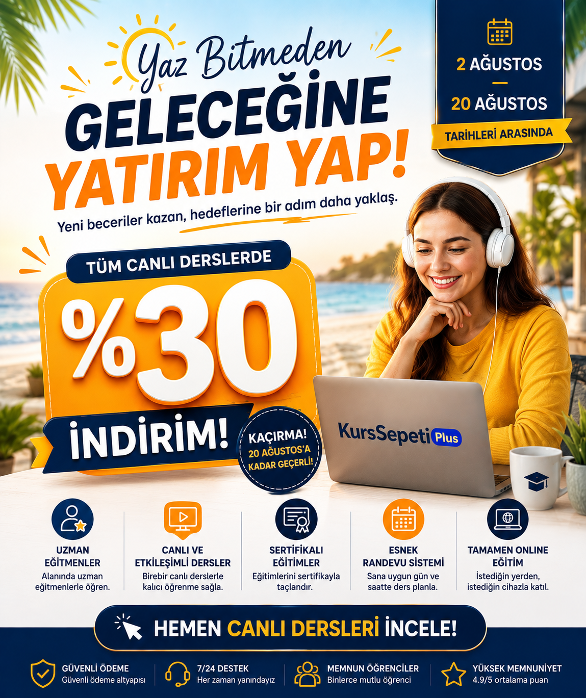 ☀️ Ağustos Fırsatları Başladı! Tüm Canlı Derslerde %30 İndirim